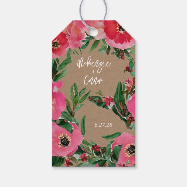 Etiqueta Para Presente Casamento de Cartolina Anemone por Aquarela (Frente)