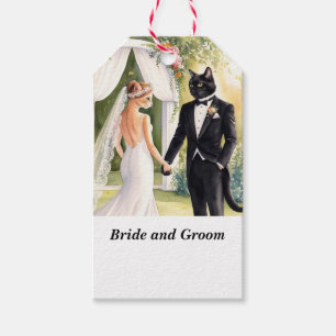 Etiqueta Para Presente Casamento de Cat com noiva e noiva