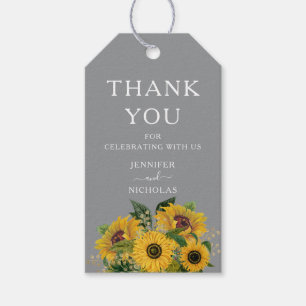 Etiqueta Para Presente Casamento De Cinzas De Girassol Floral Elegante Ob