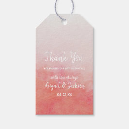 Etiqueta Para Presente Casamento de Cor de Água Rosa e Pêssego - Obrigado