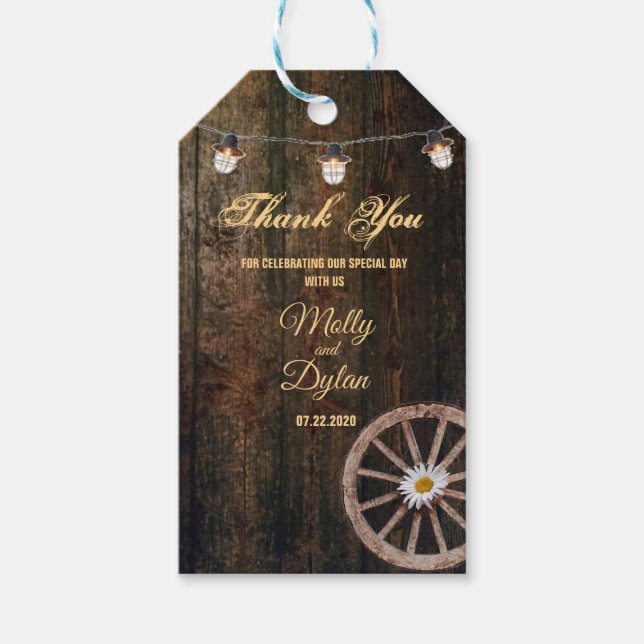 Etiqueta Para Presente Casamento de Country Boots Hat & Barnwood (Frente)