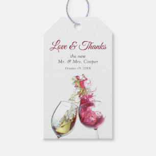 Etiqueta Para Presente Casamento de dança de vinho tinto e branco