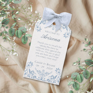 Etiqueta Para Presente Casamento de Destino de Na moda Branco e Azul Eleg