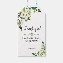 Etiqueta Para Presente Casamento de Escrita Manual Floral Elegante White