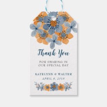 Casamento de Flor Azul e Laranja Favorito Obrigado