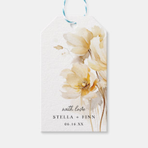 Etiqueta Para Presente Casamento de Flor de Ouro Branco Elegante