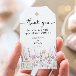 Etiqueta Para Presente Casamento de Flor Silvestre Pastel Suave