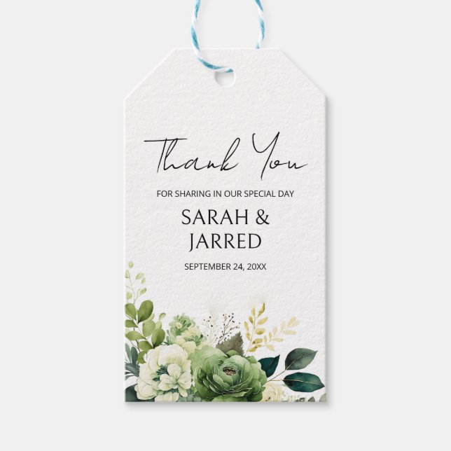 Etiqueta Para Presente Casamento de Flores e Vegetação (Frente)