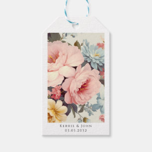 Etiqueta Para Presente Casamento De Flores Elegantes, Coloridas, Vintage