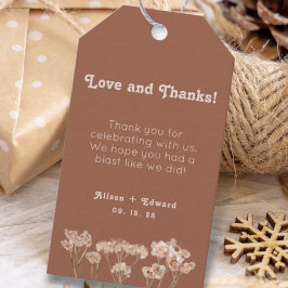 Etiqueta Para Presente Casamento de Flores Selvagens Laranja Queimadas Ob