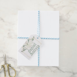 Etiqueta Para Presente Casamento de Flores Silvestres Verdes Charme Elega