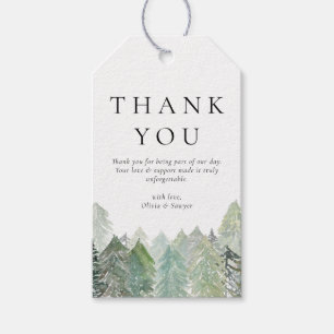 Etiqueta Para Presente Casamento de Floresta de Neve Evergreen com Aquare