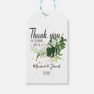 Etiqueta Para Presente Casamento de Folha de Monstera Tropical Personaliz