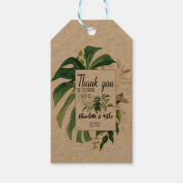 Etiqueta Para Presente Casamento de Folha de Monstera Tropical Personaliz