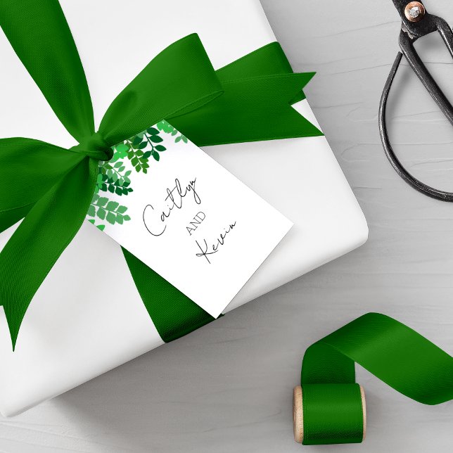 Etiqueta Para Presente Casamento de Folha Verde (Criador carregado)