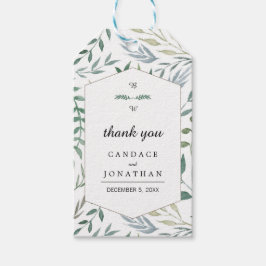 Etiqueta Para Presente Casamento de Folhagem de Watercolor