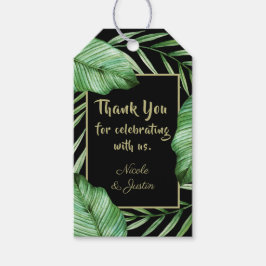Etiqueta Para Presente Casamento de Folhagem Tropical Moderna Obrigado