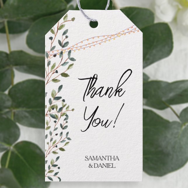 Etiqueta Para Presente Casamento de Folhas Rústicas (Easily personalize these pretty botanical favor tags with just a few clicks.)