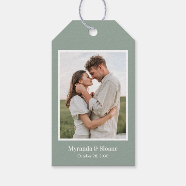Etiqueta Para Presente Casamento de Foto Moderna (Frente)