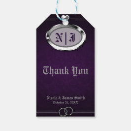 Etiqueta Para Presente Casamento de Halloween Gótico Vintage Prata e Roxo