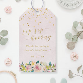Etiqueta Para Presente Casamento de Hooray com Sip Floral Rosa Blush