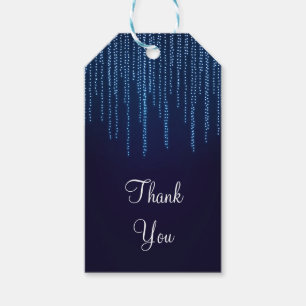Etiqueta Para Presente Casamento de Inverno Favor Elegante Luzes Azuis Br
