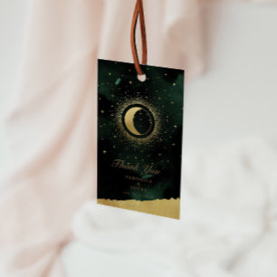 Etiqueta Para Presente Casamento de lua de ouro celestial Obrigado Etique