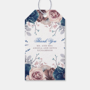 Etiqueta Para Presente Casamento de Marinho Azul e Mauve Floral