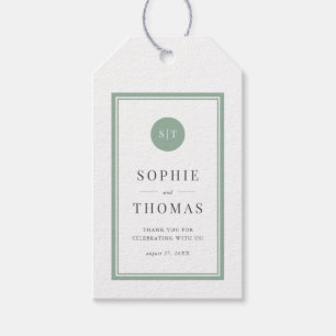 Etiqueta Para Presente Casamento de Monograma Clássico de Cor Editável