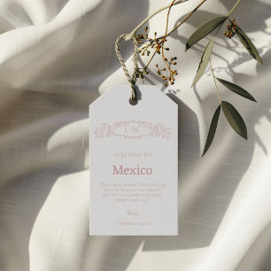 Etiqueta Para Presente Casamento de monograma da crista botânica Elegante