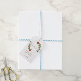 Etiqueta Para Presente Casamento de Natal de Winter Poinsettia Pine Berry