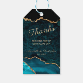 Etiqueta Para Presente Casamento de Obrigados de Geodo Dourado Teal