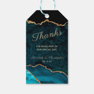 Etiqueta Para Presente Casamento de Obrigados de Geodo Dourado Teal