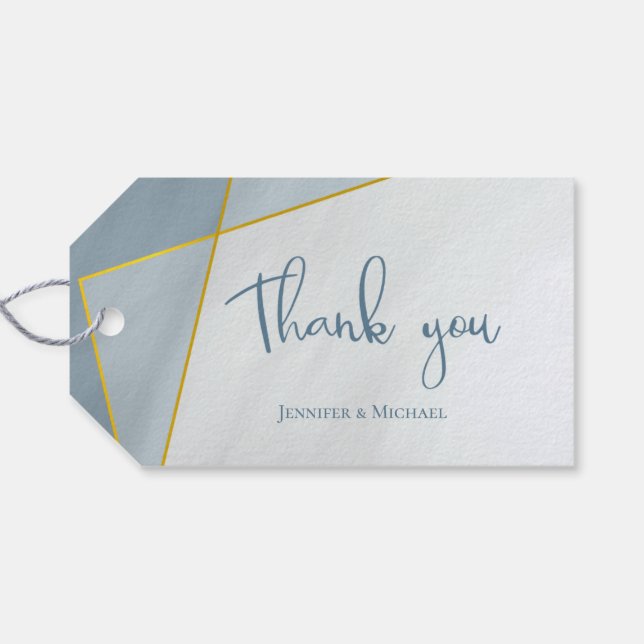 Etiqueta Para Presente casamento de ouro moderno e azul (Verso Horizontal)