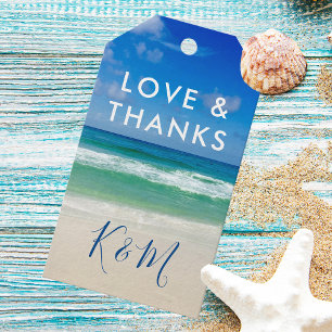 Etiqueta Para Presente Casamento de Praia de Ondas Tropicais de Amor e Ob