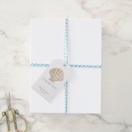 Etiqueta Para Presente Casamento de praia em Tan/Aqua náutica de Seashell