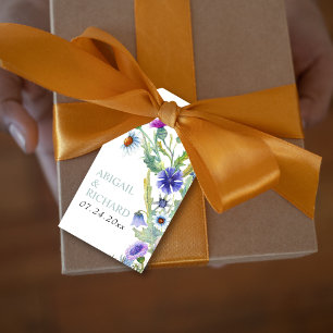Etiqueta Para Presente Casamento de primavera com flores silvestres em aq