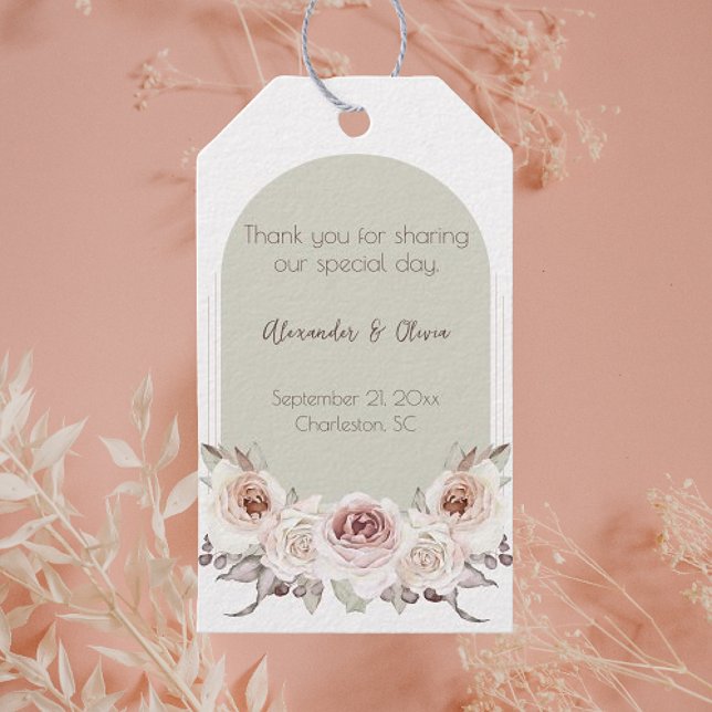 Etiqueta Para Presente Casamento de Rosa da Boêmia (Bohemian Rose Arch Wedding Gift Tags)