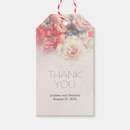 Etiqueta Para Presente Casamento de Rosas de Blush de Cor-de-Água Rosa