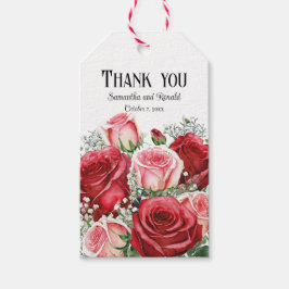 Etiqueta Para Presente Casamento de Rosas Vermelhas e Rosa Elegantes