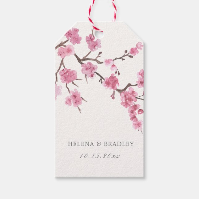Etiqueta Para Presente Casamento De Sangue De Cherry Blossom Obrigado (Frente)