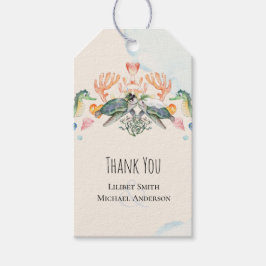 Etiqueta Para Presente Casamento de tartarugas marinhas com noiva e prese