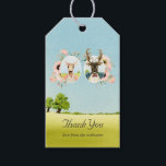 Etiqueta Para Presente Casamento de veados da floresta russa<br><div class="desc">Medalhões de casal de veados brancos e etiquetas de presente de obrigado floral de boho cor-de-rosa.</div>