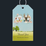 Etiqueta Para Presente Casamento de veados da floresta russa<br><div class="desc">Medalhões de casal de veados brancos e etiquetas de presente de obrigado floral de boho cor-de-rosa.</div>