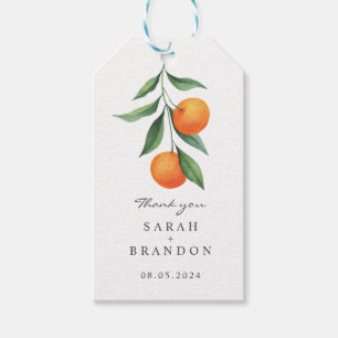 Etiqueta Para Presente Casamento de Verão de Citrus Orange Watercolor
