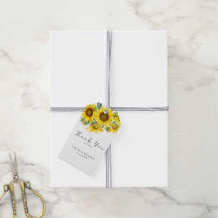 Etiqueta Para Presente Casamento de Verão Elegante com Girassóis