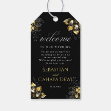 Casamento de verão preto e dourado elegante