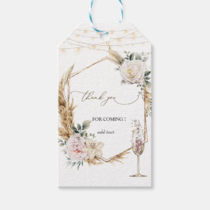 Etiqueta Para Presente Casamento de Vidro de Champanhe Dourado Floral