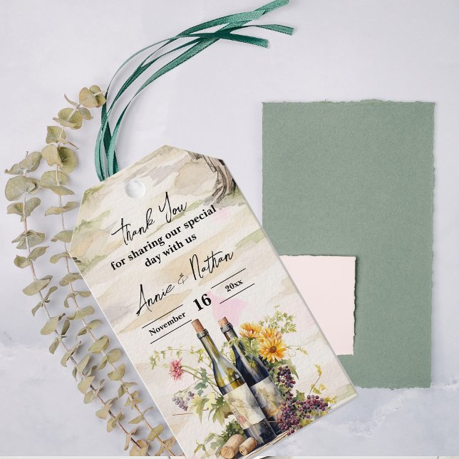 Etiqueta Para Presente Casamento de Vinhas Românticas (Rustic Vineyard Romantic Grapevine Winery Wedding Gift Tags)