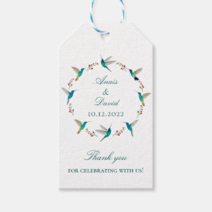 Etiqueta Para Presente Casamento de Wreath Hummingbird